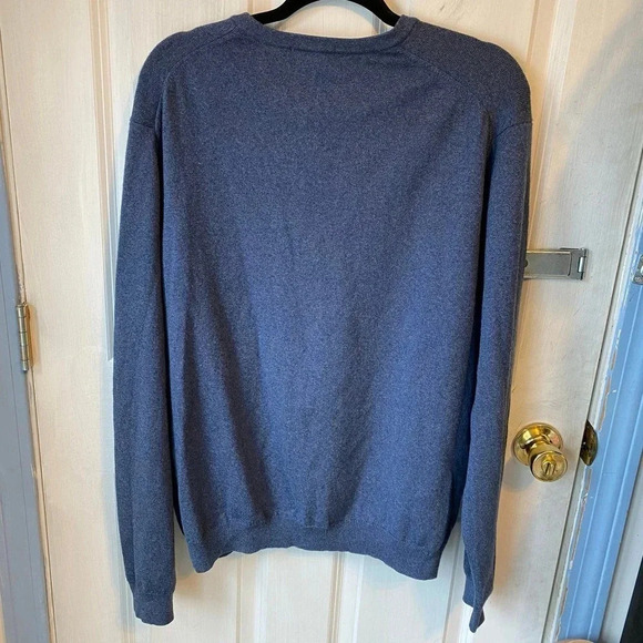 Brooks Brothers Merino Wool Nylon Pullover V Neck Blue Sweater Men XL Stretch - Picture 5 of 6
